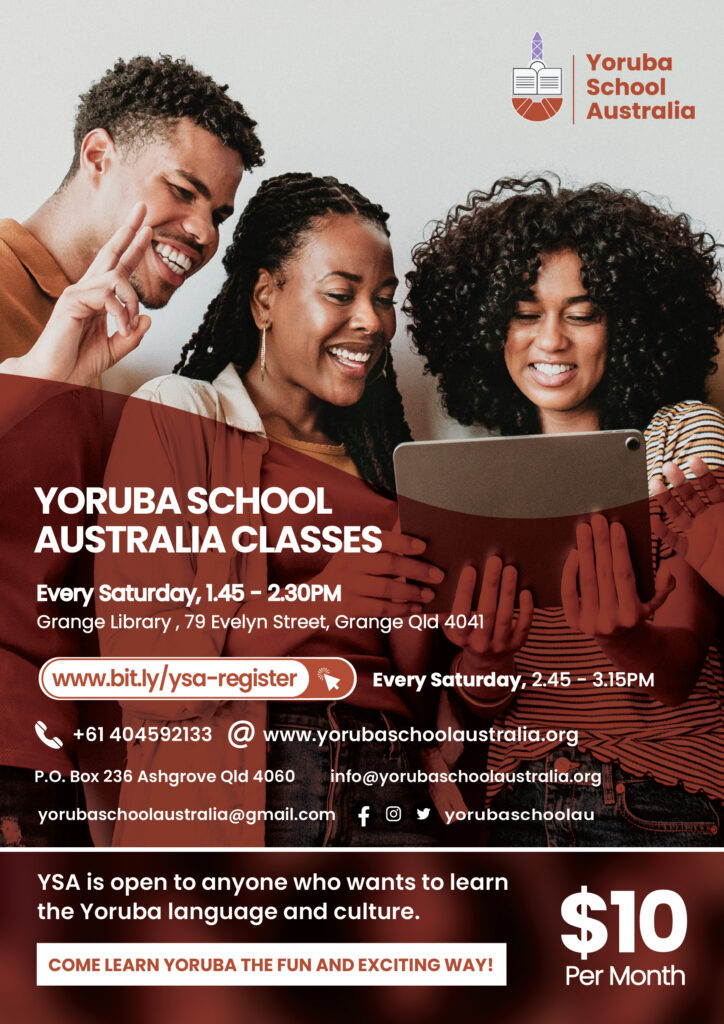 Yoruba School Australia - Meeting Days